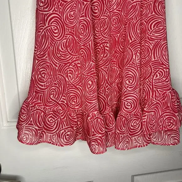 Betsey Johnson Intimates Sheer Babydoll Nightgown Pink Ruffles Tie Bow Pattern - Picture 5 of 6